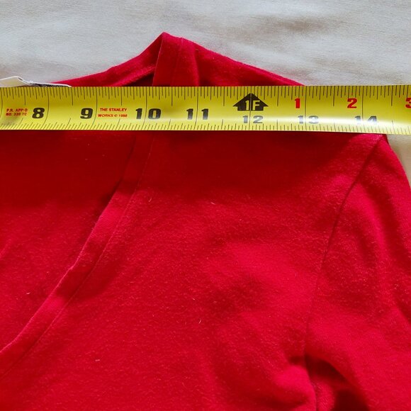 Smart Set Red V-Neck Long Sleeve Crop Cotton Stretchy T-Shirt, S/XS - Picture 5 of 8